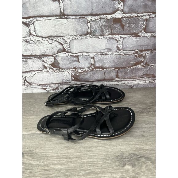 Bernardo Black Leather Gladiator Strappy Thong Sandals Women Sz 7.5M US/38EU - Picture 6 of 16